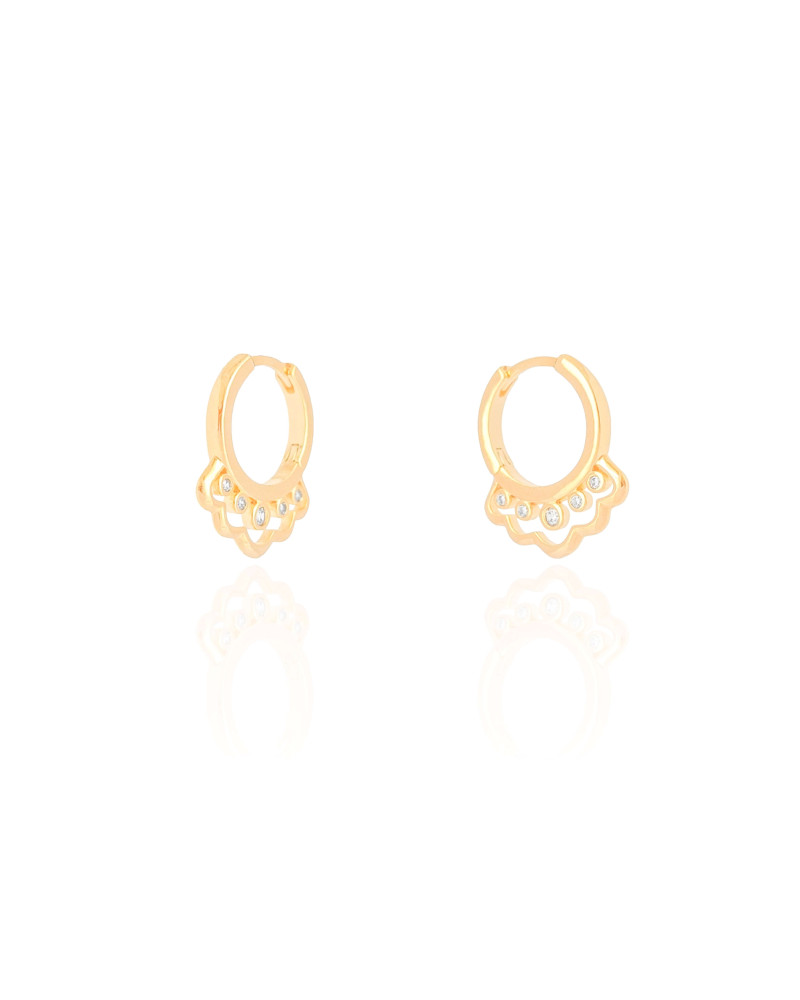 Brinco Argola Click Ponto de Luz Cristal Banhado a Ouro 18K