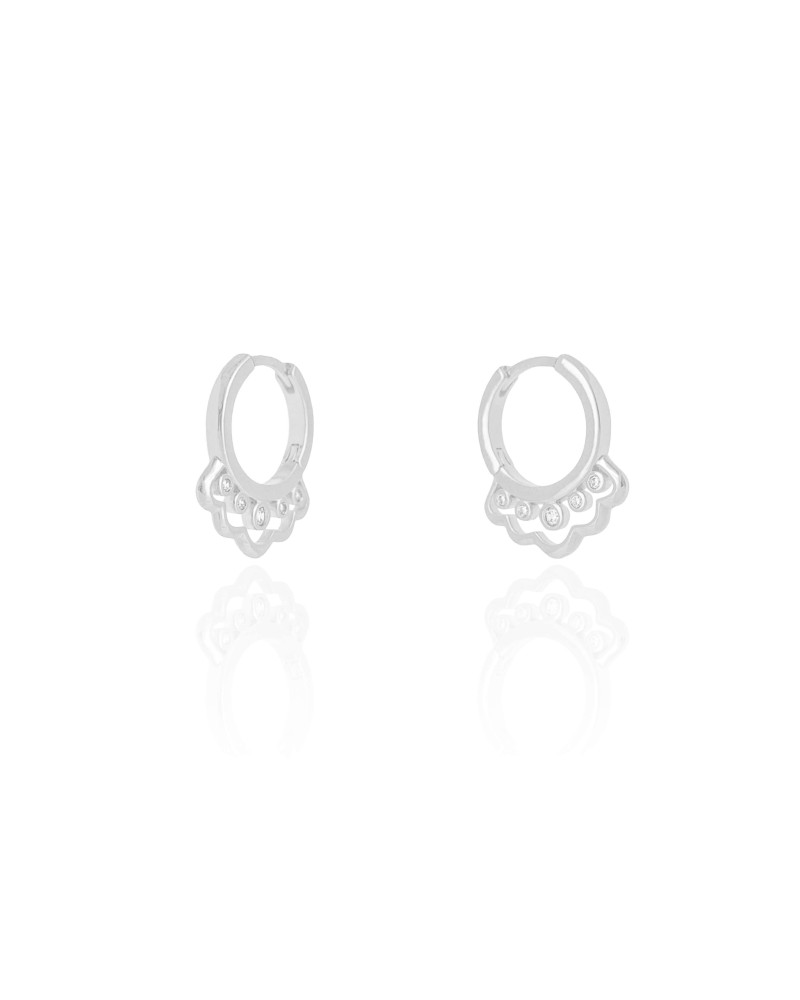 Brinco Argola Click Ponto de Luz Cristal Ródio Branco