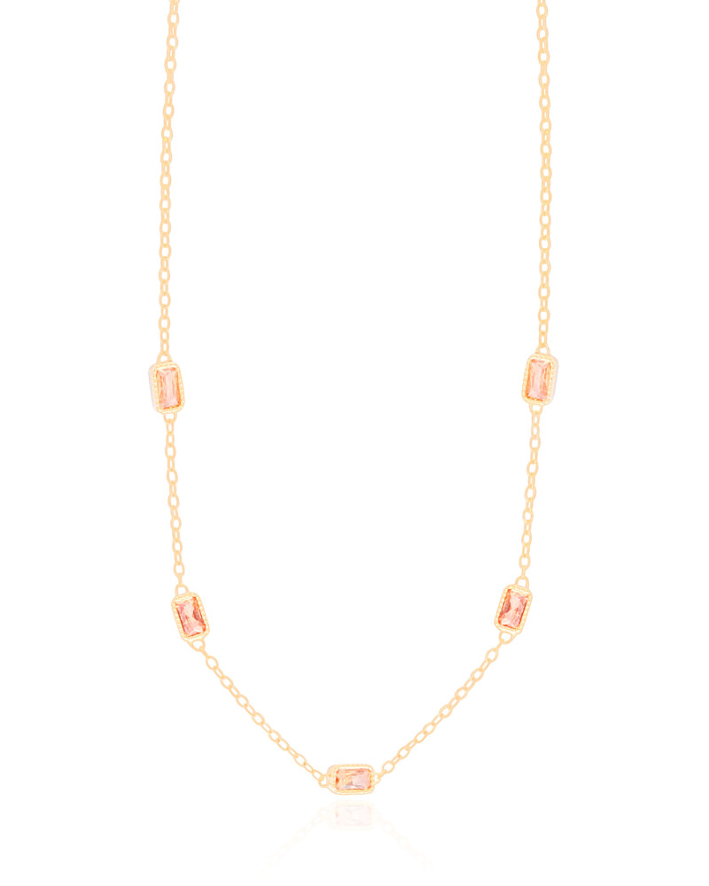 Gargantilha Baguetes Citrino Banhado a Ouro 18K - 40 cm