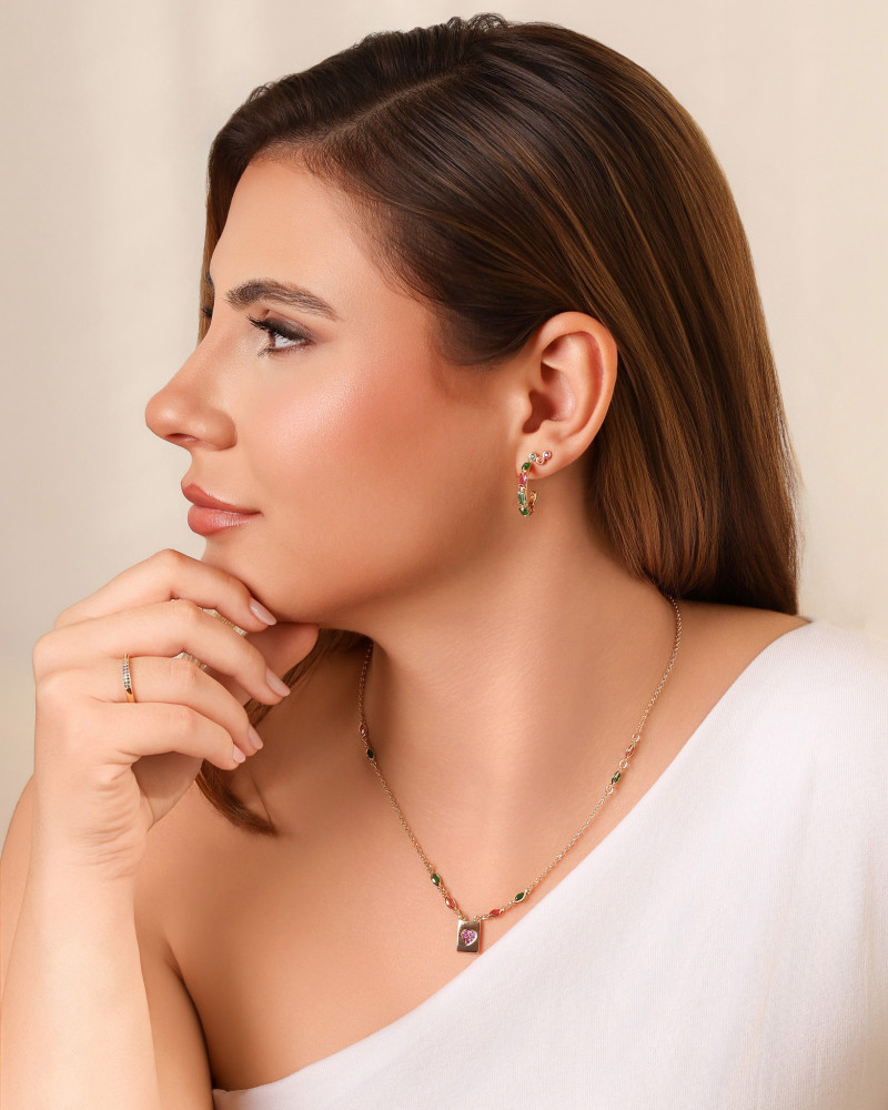 Anel Cravejado Cristal Colorido Tamanho 19 Banhado a Ouro 18K