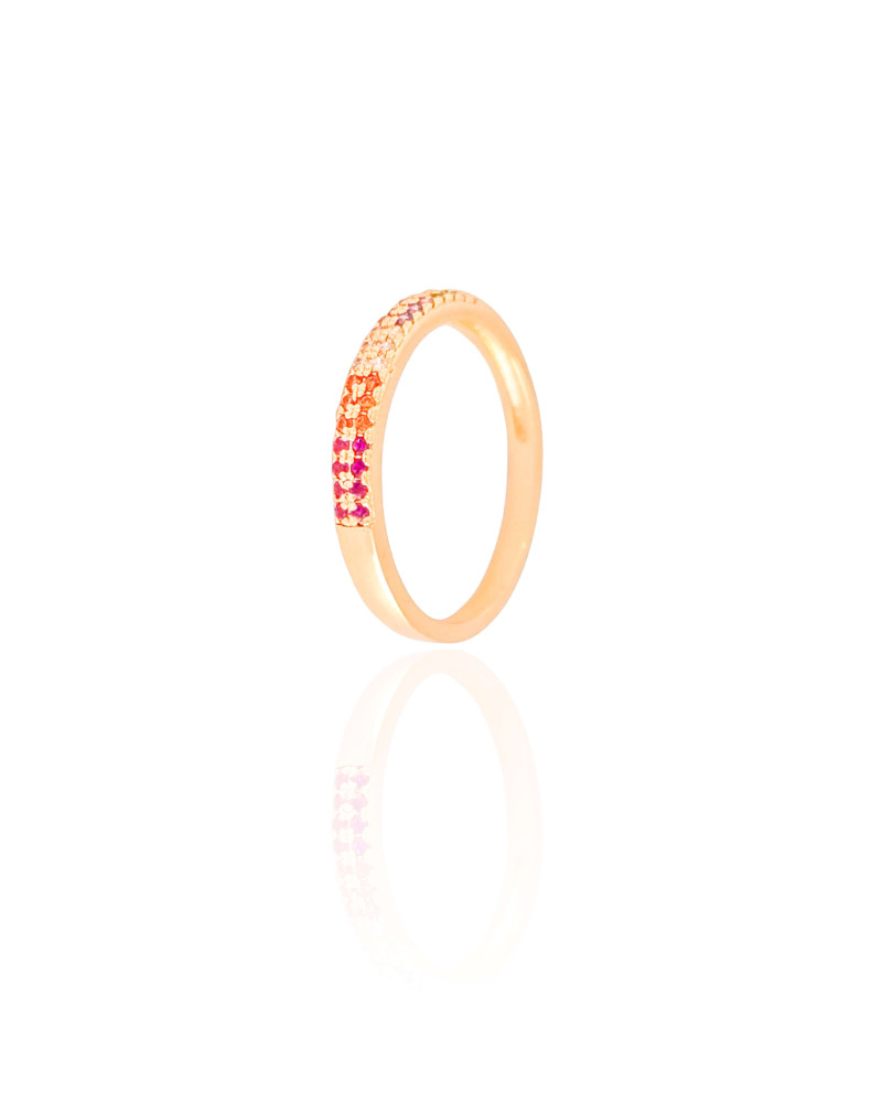 Anel Cravejado Cristal Colorido Tamanho 21 Banhado a Ouro 18K