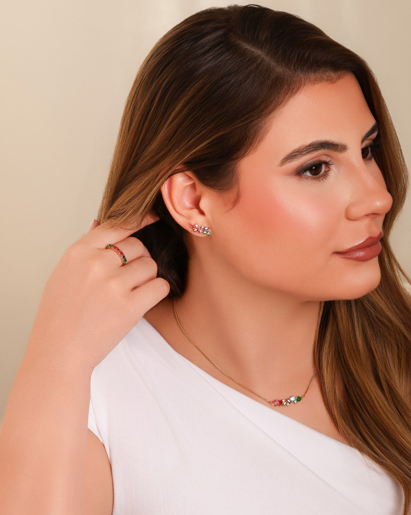 Anel Zircônia Colorida Tamanho 22 Banhado a Ouro 18K