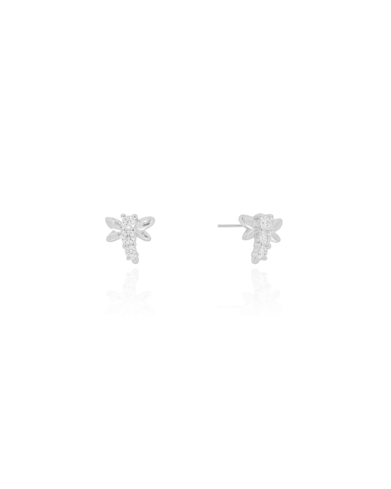 Brinco Abelha Cristal Ródio Branco