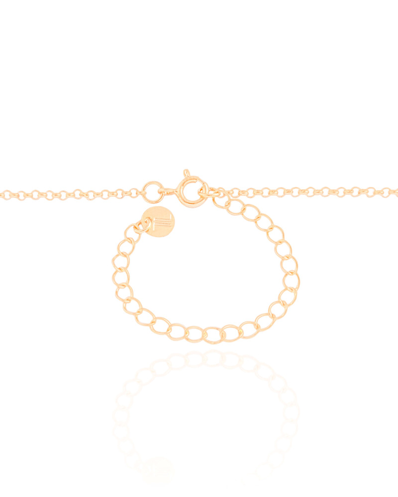 Gargantilha Navetes Coloridos Coração Rosa Banhado a Ouro 18K - 45 cm