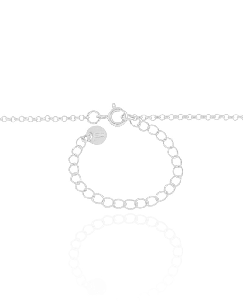 Gargantilha Navetes Coloridos Coração Rosa Ródio Branco - 45 cm