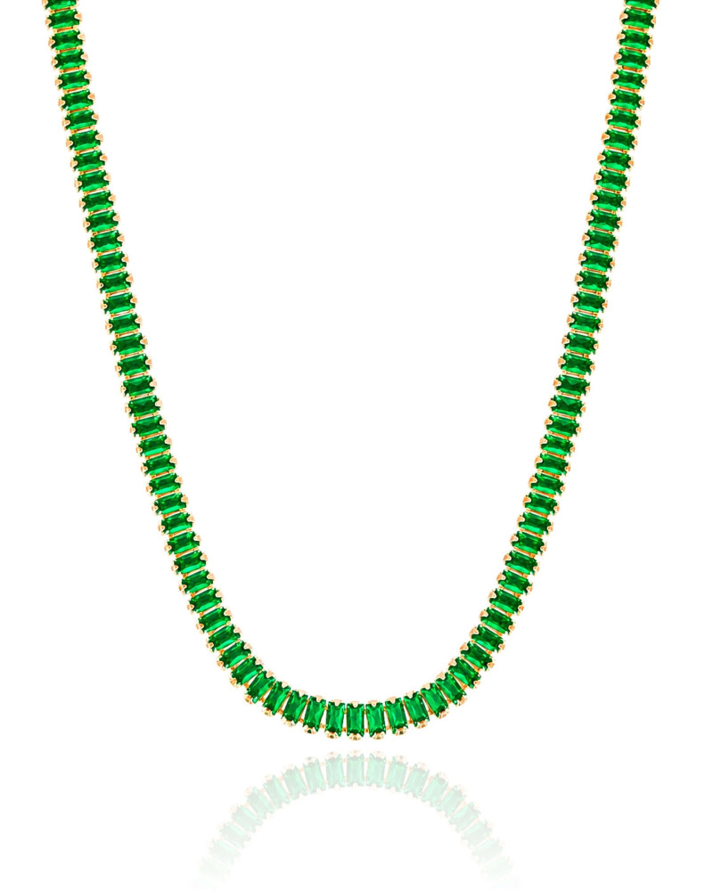 Choker Cristal Esmeralda Banhado a Ouro 18K