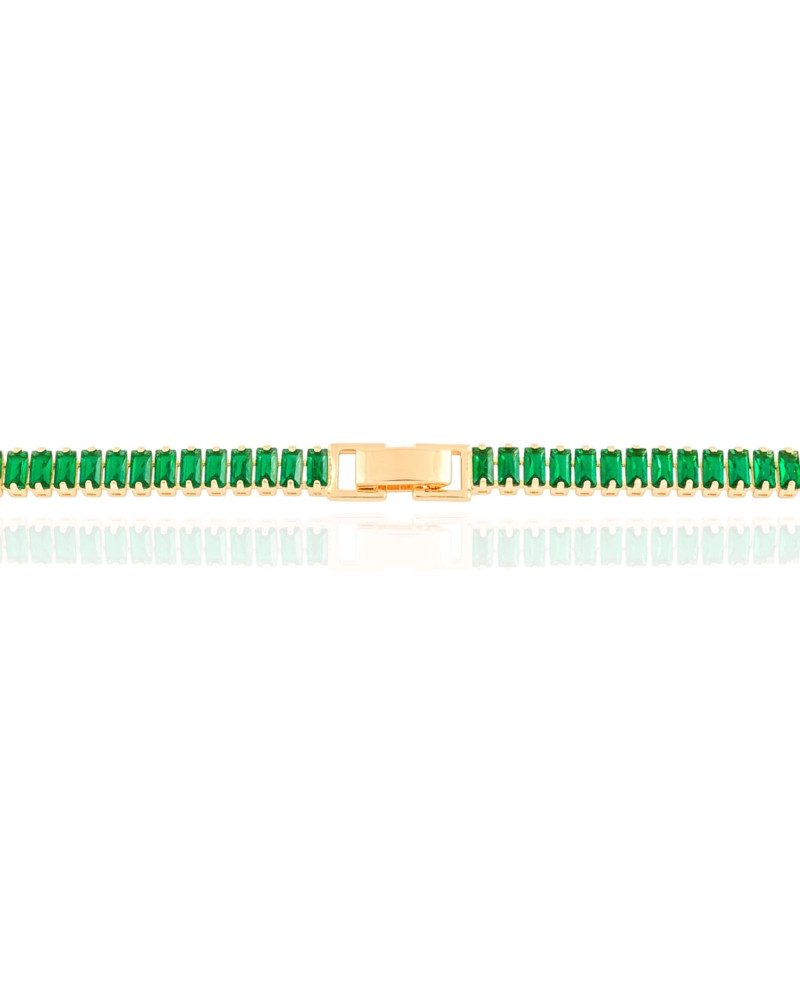 Choker Cristal Esmeralda Banhado a Ouro 18K