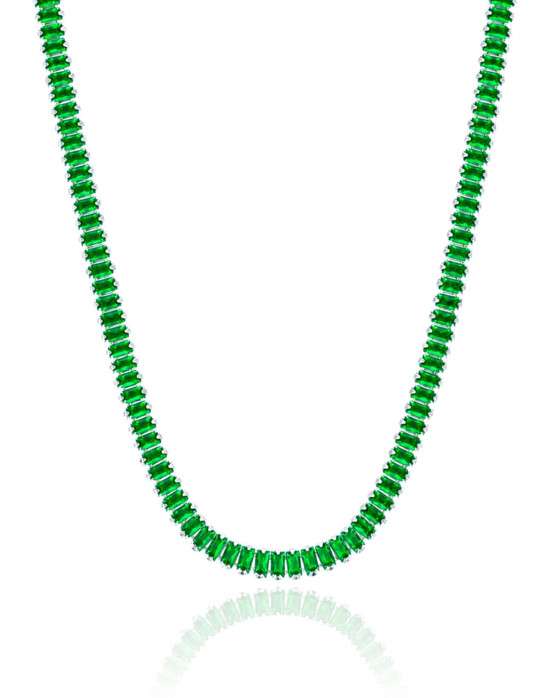 Choker Cristal Esmeralda Ródio Branco