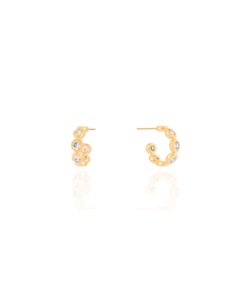 Brinco Argola Cristal 1.4 mm Banhado a Ouro 18K