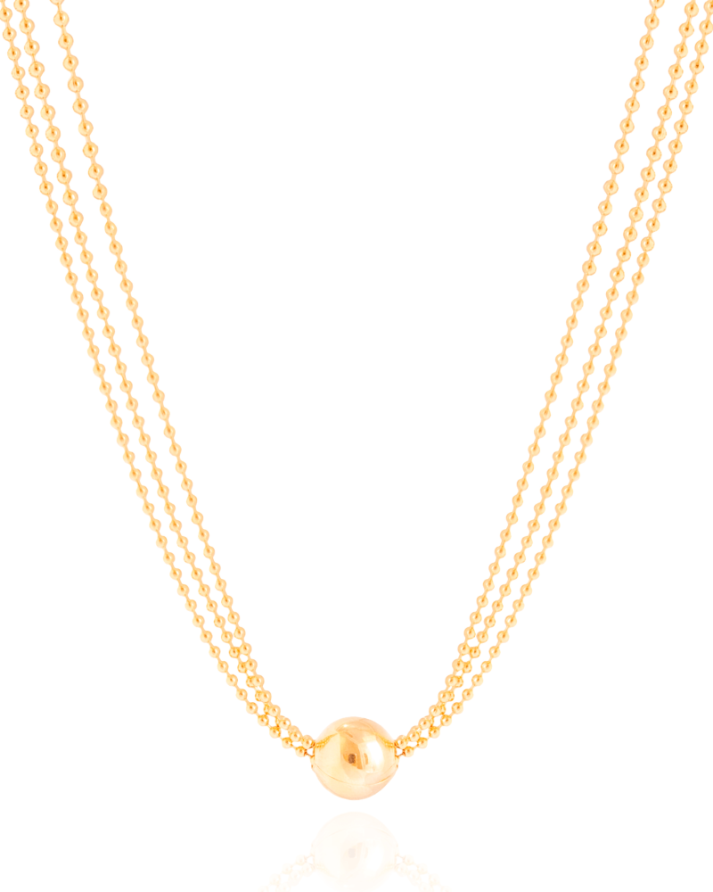 Gargantilhas com Bola Central Banhado a Ouro 18K - 45 cm