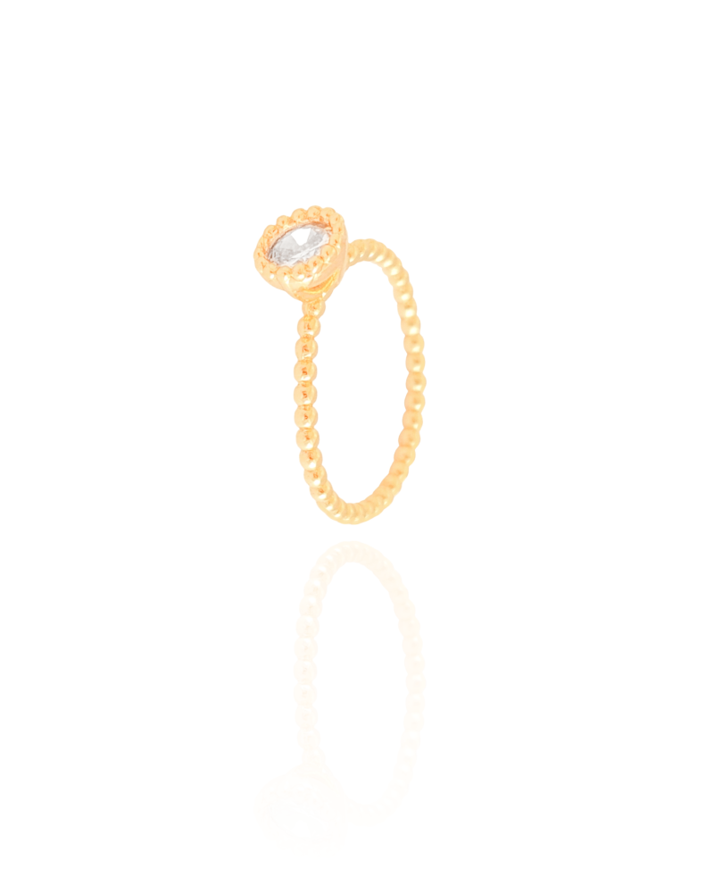 Anel Zircônia Cristal Tamanho 16 Banhado a Ouro 18K