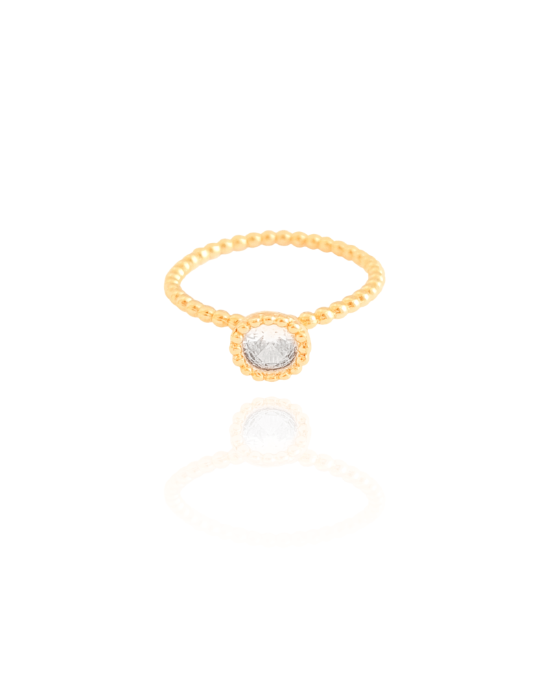 Anel Zircônia Cristal Tamanho 22 Banhado a Ouro 18K