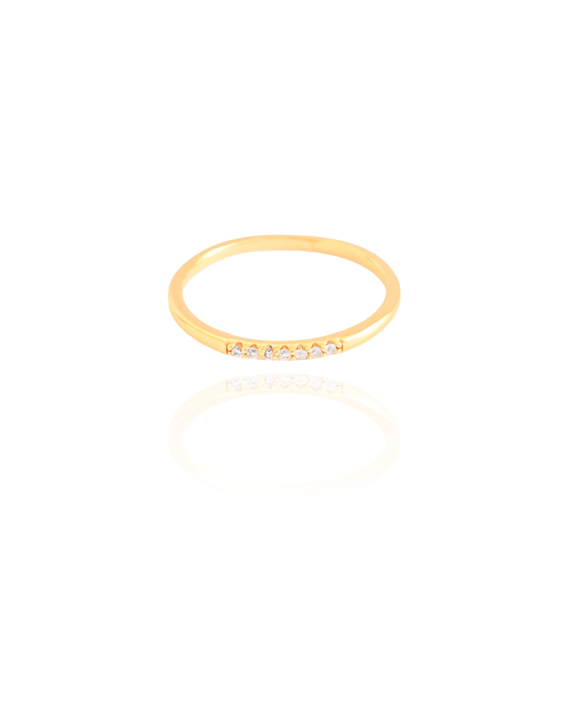 Anel Liso Cravejado Cristal Tamanho 20 Banhado a Ouro 18K