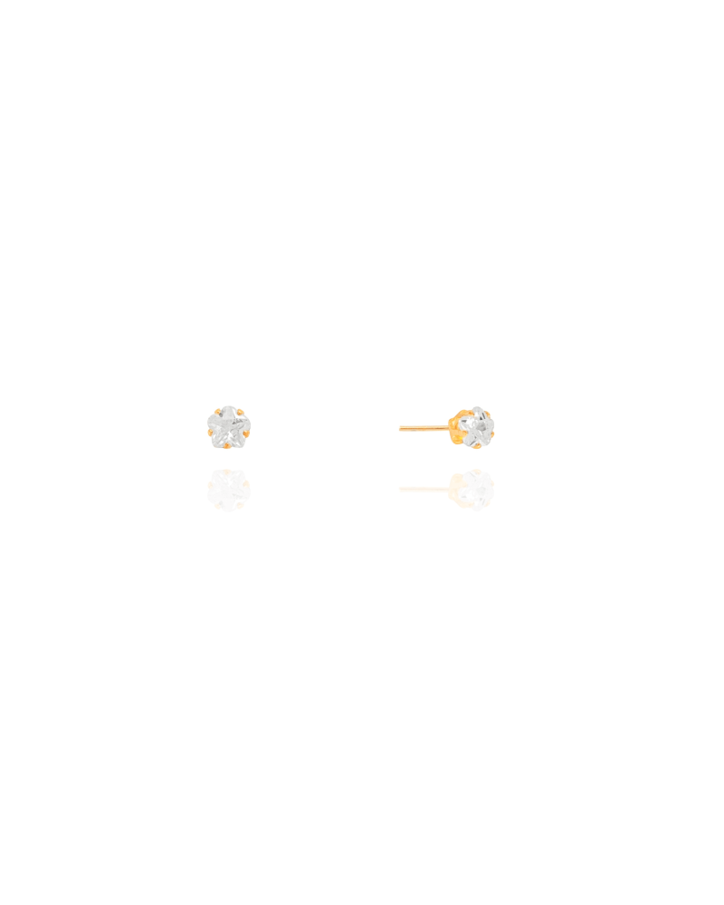 Brinco Ponto de Luz Flor Cristal 4 mm