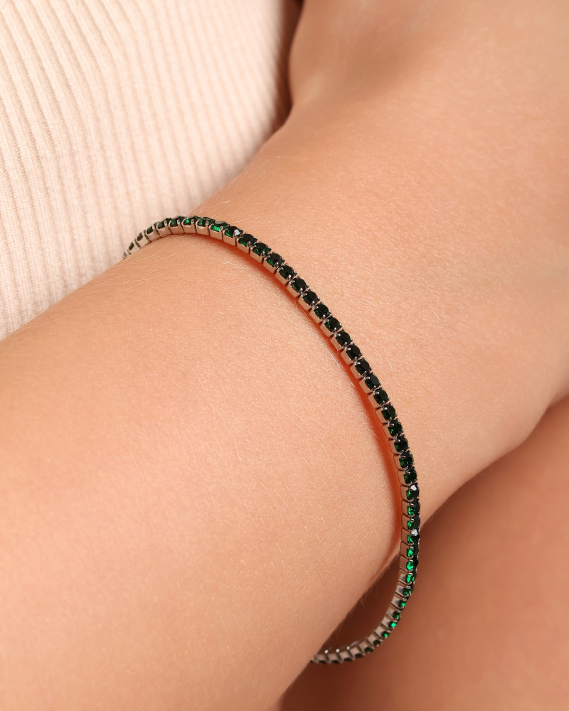 Pulseira Rivieira Esmeralda 2 mm Maleável