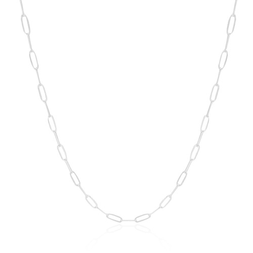 Gargantilha Longa Elos 3 mm Ródio Branco