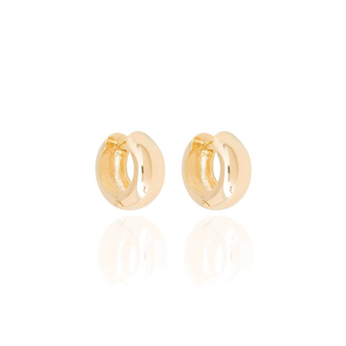 Brinco Argola Abaulada Lisa 2 cm Banhado a Ouro 18K