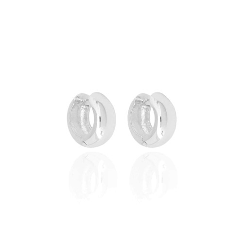 Brinco Argola Abaulada Lisa 2 cm Ródio Branco
