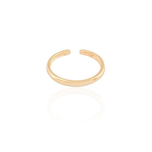Anel Ajustável Liso Tamanho G Banhado a Ouro 18K