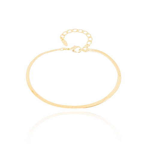 Pulseira Malha Fita 2 mm Banhado a Ouro 18K