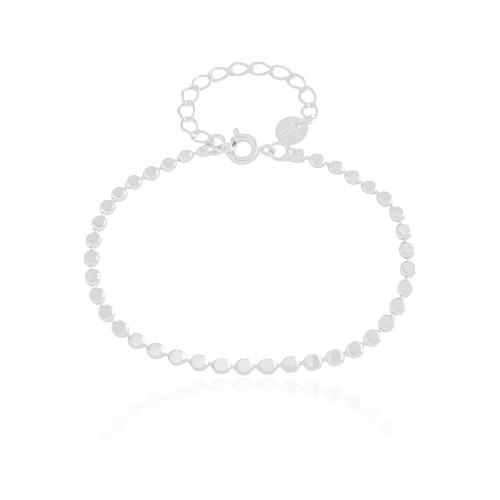 Pulseira Plaquinhas Redondas Achatadas Ródio Branco