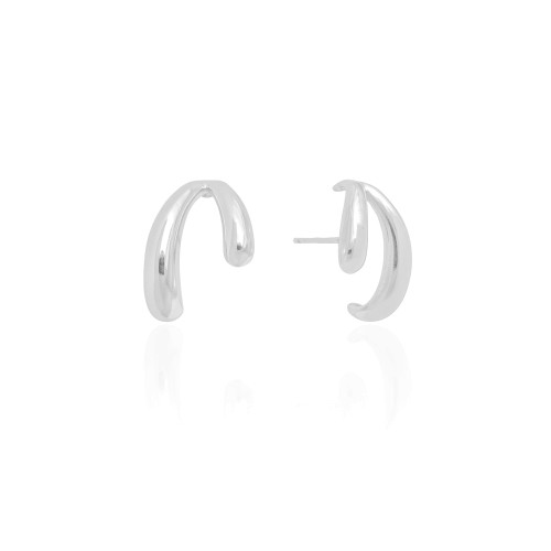 Ear Cuff Dois Filetes Lisos Ródio Branco
