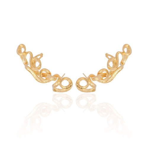 Ear Cuff Entrelaçado Banhado a Ouro 18K