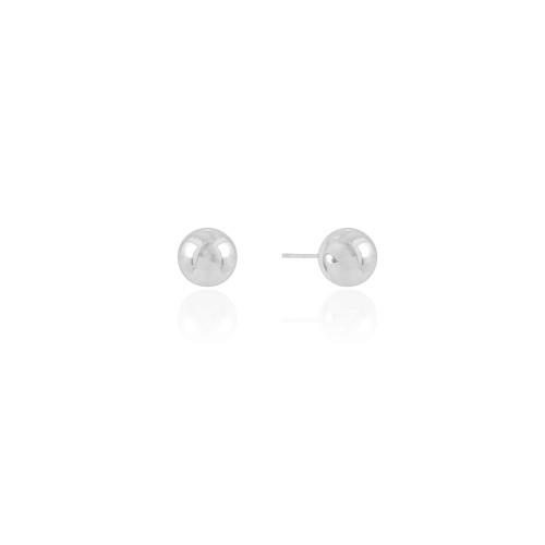Brinco Bola Lisa 10 mm Ródio Branco