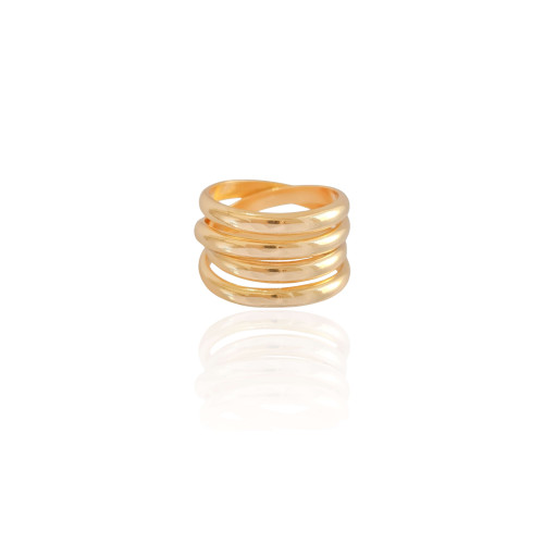Anel Filetes Entrelaçados Tamanho 24 Banhado a Ouro 18K
