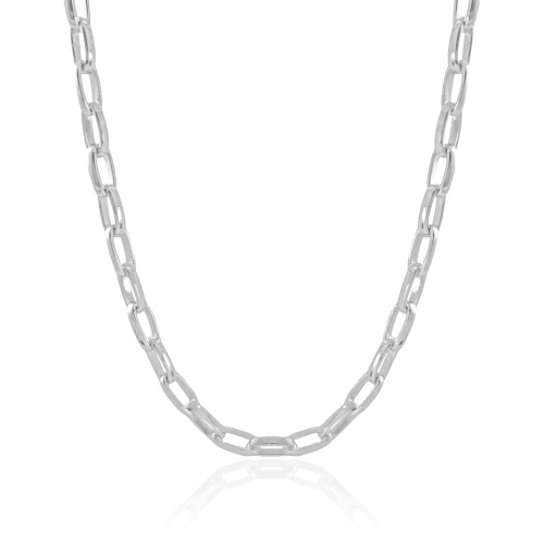 Choker Elos Ovais Lisos Ródio Branco