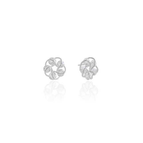Brinco Redondo Pontos de Luz Cristal Ródio Branco