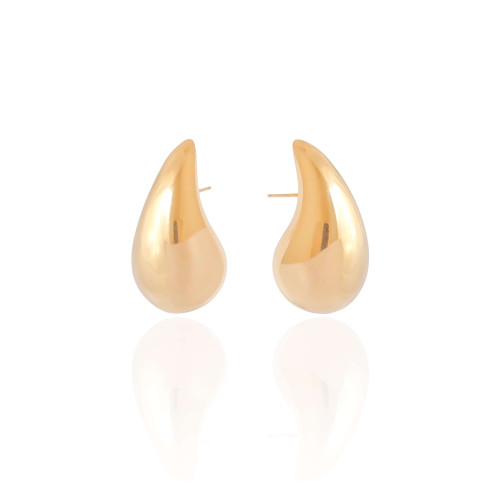 Brinco Gota Lisa 3.2 cm Banhado a Ouro 18K