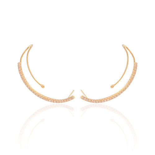 Ear Cuff Cravejado Cristal Banhado a Ouro 18K