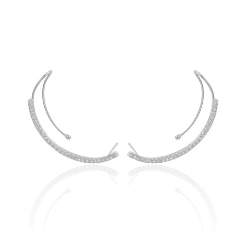 Ear Cuff Cravejado Cristal Ródio Branco