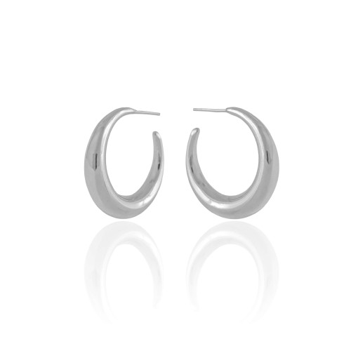 Brinco Argola Lisa 2.8 cm Ródio Branco