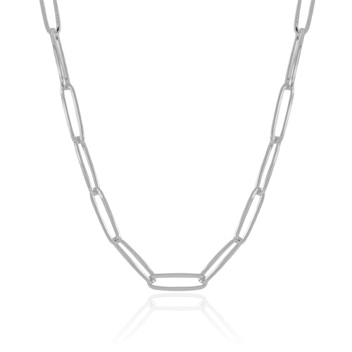 Choker Elos Ovais Ródio Branco