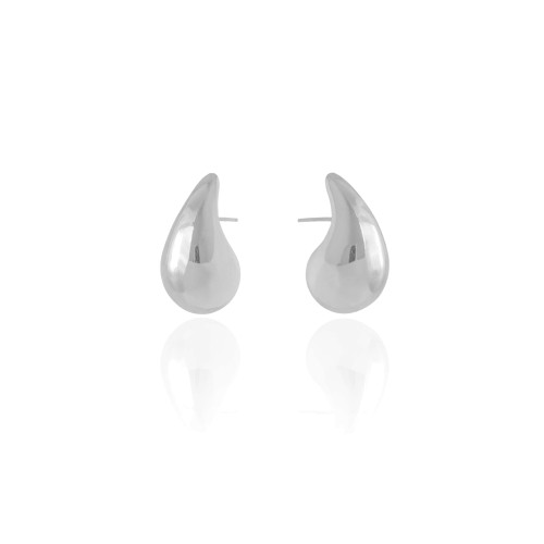 Brinco Gota Lisa 2.3 cm Ródio Branco