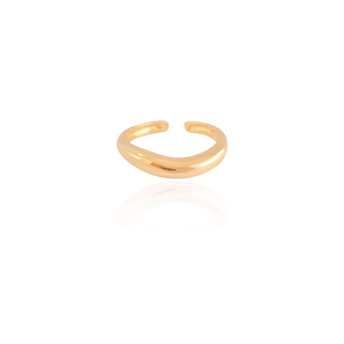 Anel Ajustável Liso Tamanho G Banhado a Ouro 18K