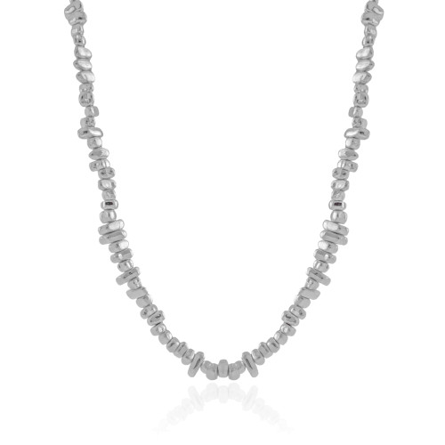 Choker Cascalhos Lisos Ródio Branco - 32 cm