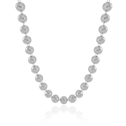 Choker Bolas Lisas 10 mm Ródio Branco