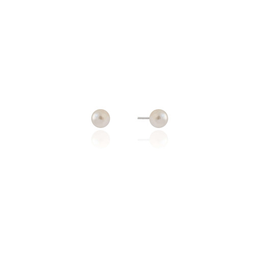 Brinco Pérola 6 mm Ródio Branco