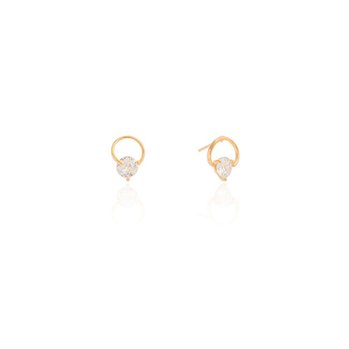 Brinco Fio Ponto de Luz Cristal 1.3 cm Banhado a Ouro 18K