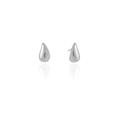 Brinco Gota Lisa 1.5 cm Ródio Branco