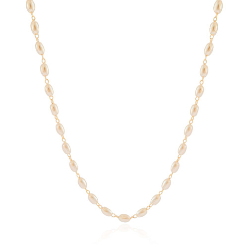 Gargantilha Pérolas Ovais Banhado a Ouro 18K - 40 cm
