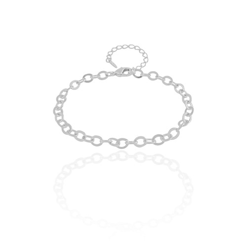 Pulseira Elos Ovais 5 mm Ródio Branco
