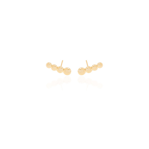 Ear Cuff Redondo Detalhes 1.3 cm Banhado a Ouro 18K