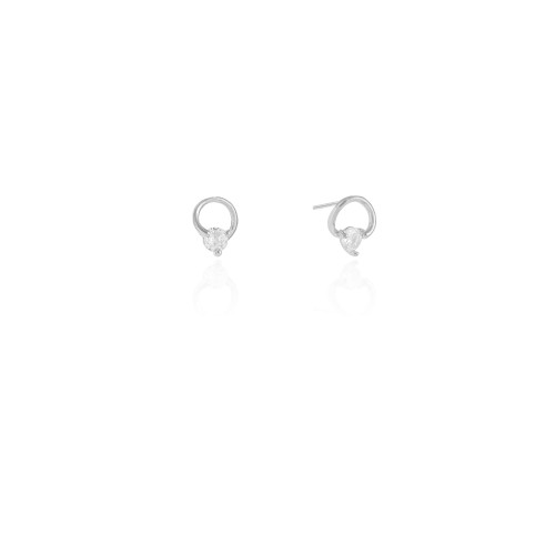 Brinco Fio Ponto de Luz Cristal 1.0 cm Ródio Branco