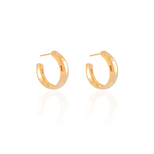 Brinco Argola Abaulada Lisa 2.3 cm Banhado a Ouro 18K