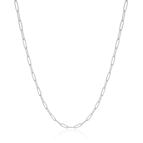 Gargantilha Elos Ovais 3 mm Ródio Branco - 45 cm