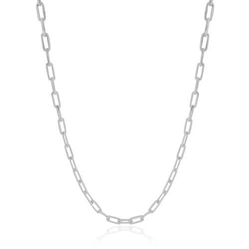 Gargantilha Elos Ovais 4 mm Ródio Branco - 40 cm
